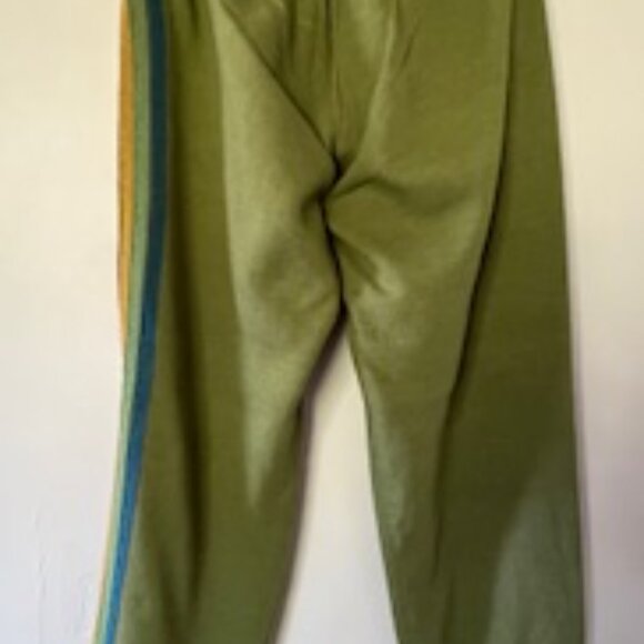 Aviator Nation 5 Stripe Sweatpants Green "Rainbow Stripe" - Picture 3 of 6